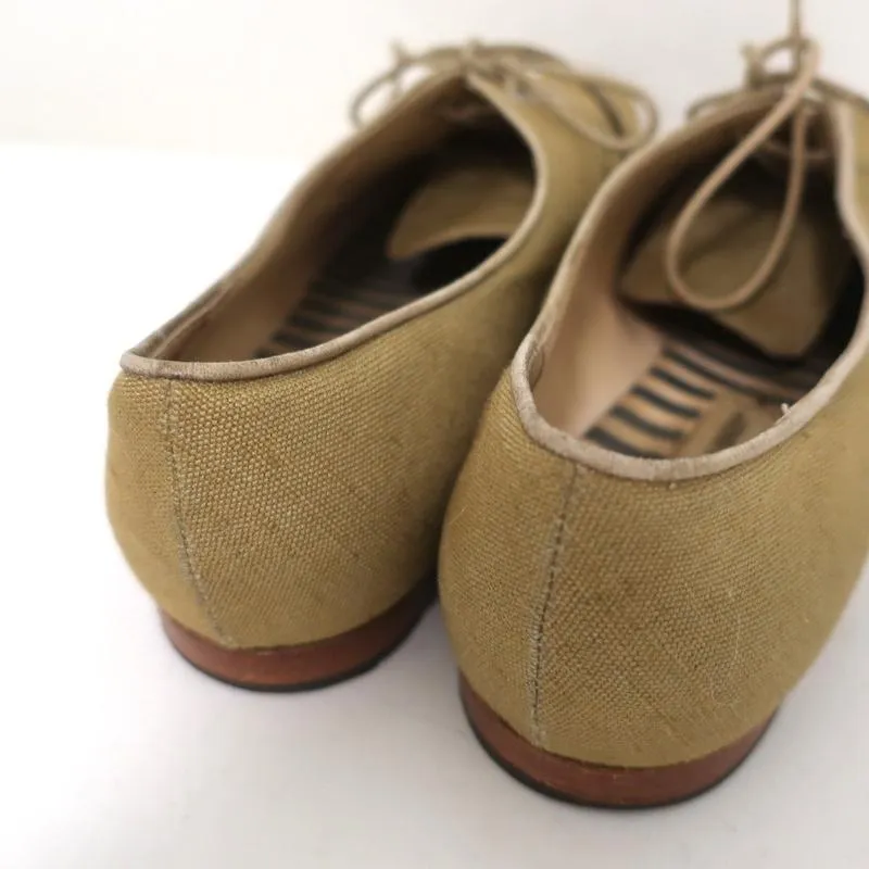 Manolo Blahnik Oxfords en soie brute sauge taille 38.5, ballerines à lacets