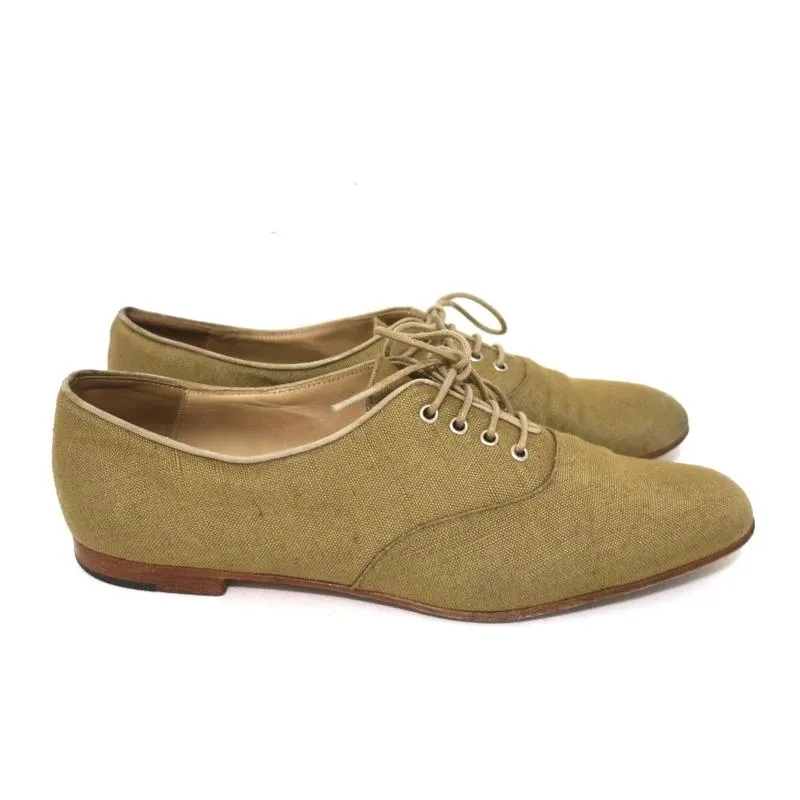 Manolo Blahnik Oxfords en soie brute sauge taille 38.5, ballerines à lacets