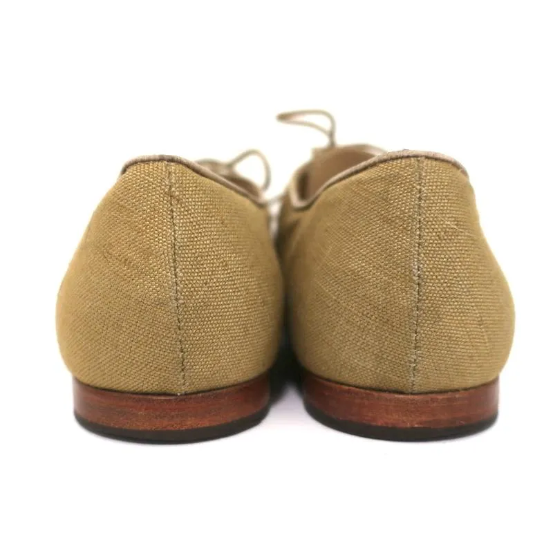 Manolo Blahnik Oxfords en soie brute sauge taille 38.5, ballerines à lacets
