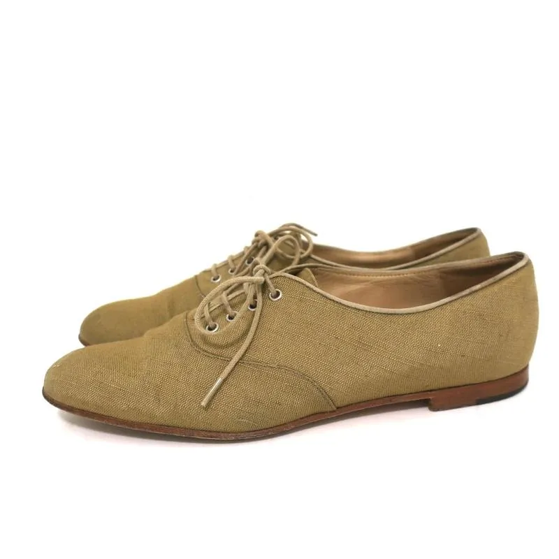 Manolo Blahnik Oxfords en soie brute sauge taille 38.5, ballerines à lacets