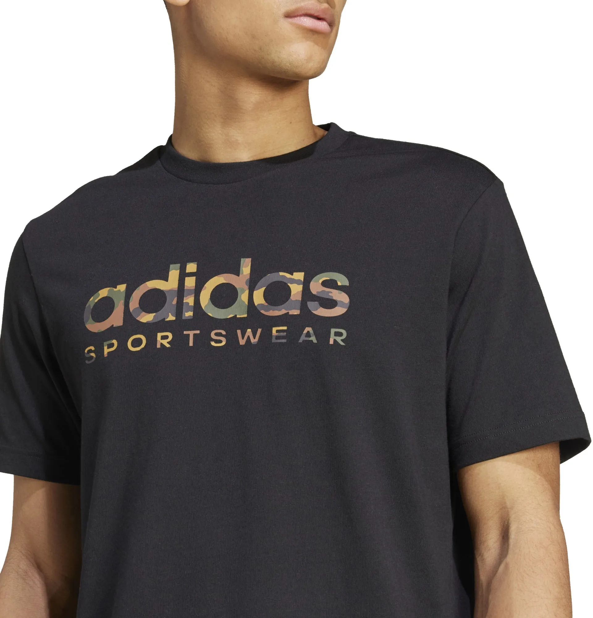 T-shirt graphique linéaire camouflage pour hommes
