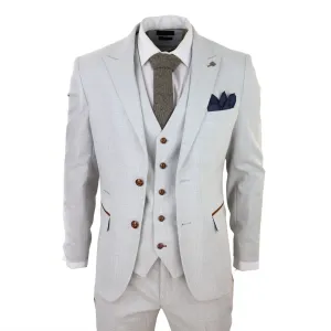 Costume trois pièces en tweed gris pierre à motif carreaux pour homme