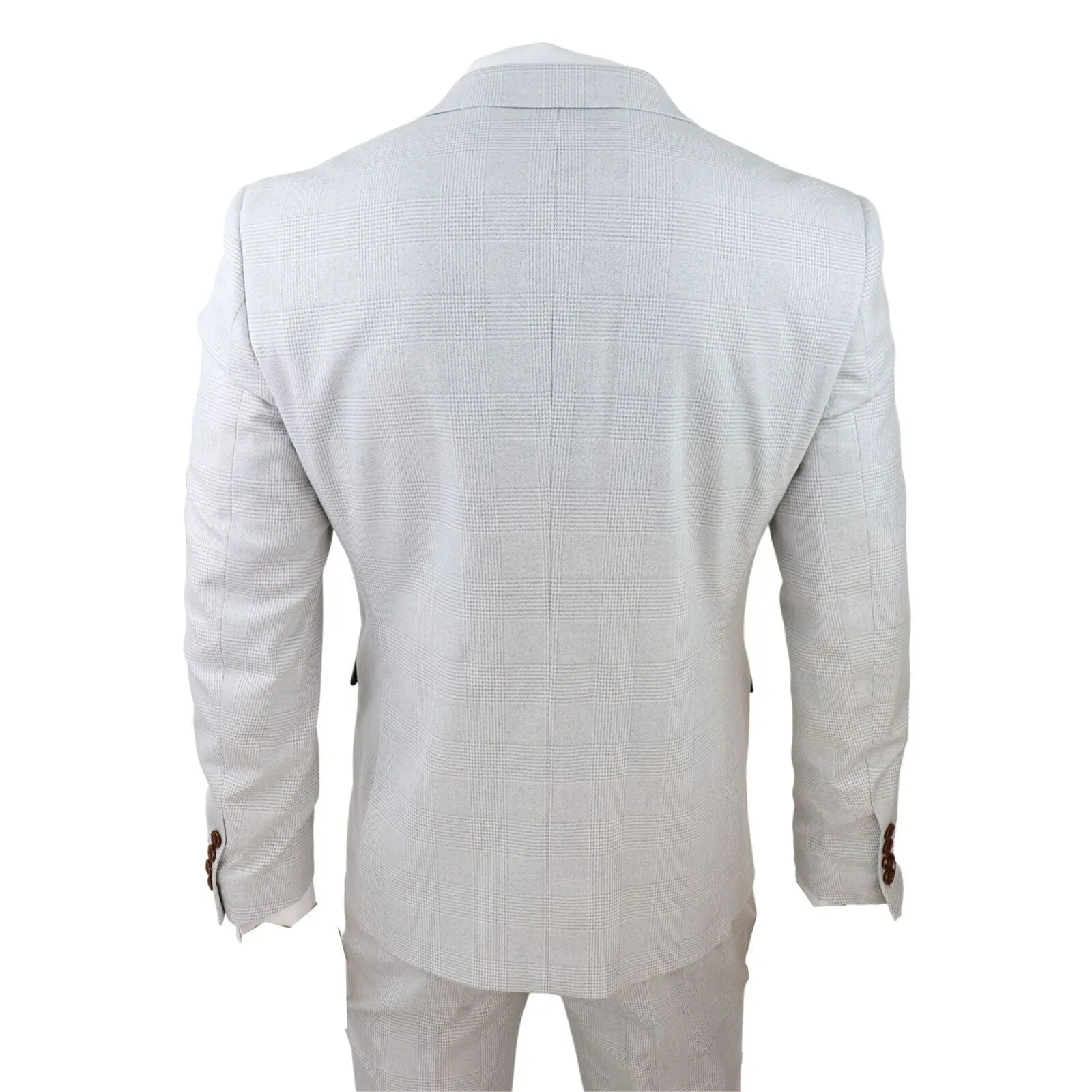 Costume trois pièces en tweed gris pierre à motif carreaux pour homme