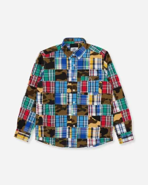 Chemises patchwork pour hommes multicolores