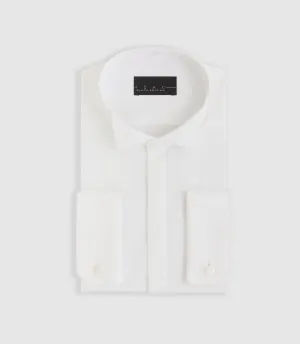 Chemise formelle en satin blanc 