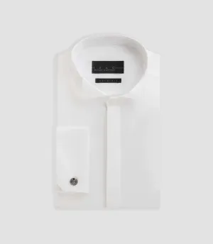 Chemise formelle en satin blanc 