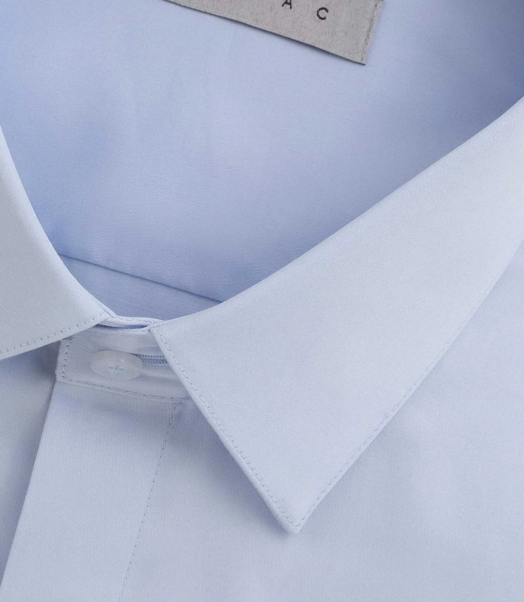 Chemise satin mixte ajustée ciel 