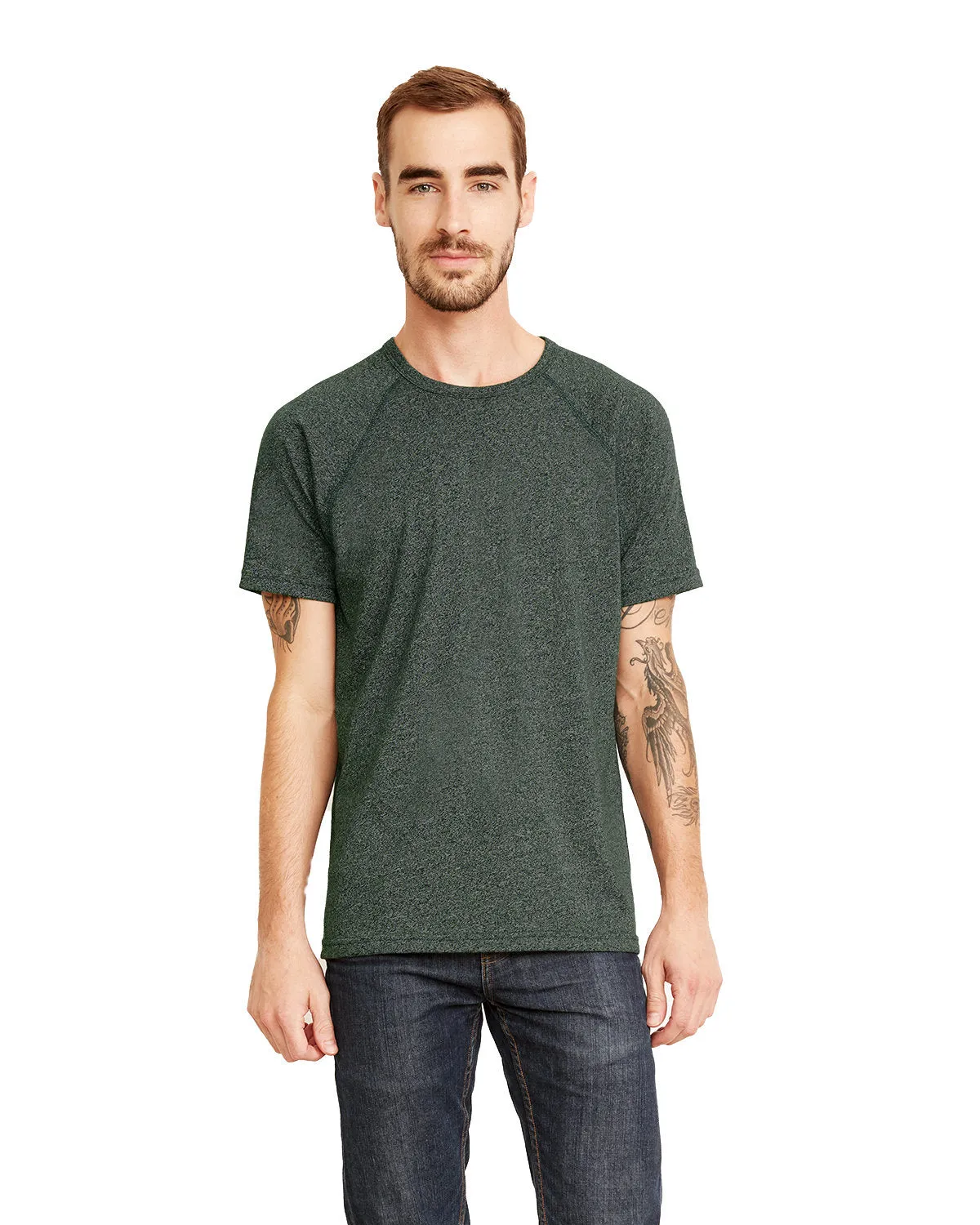 T-shirt à emmanchures raglan avec fausse torsade pour hommes Next Level 2050