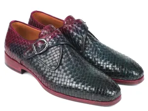 Paul Parkman Chaussures Paul Parkman Bottines à boucle unique en cuir tressé pour homme en violet et vert