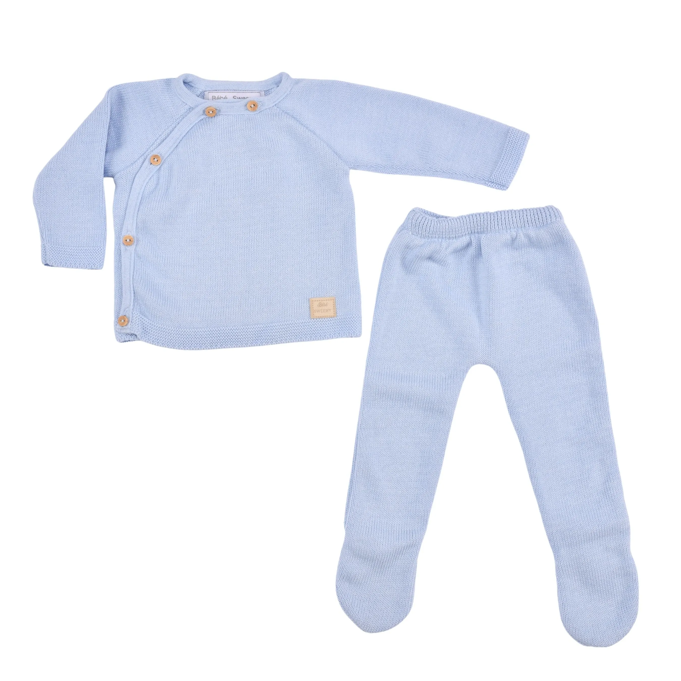 Boîte Cadeau Petit Sweeny | Ensemble en Coton Biologique Tricoté Bleu pour Garçons (6) Babykids_Bébé-Sweeny