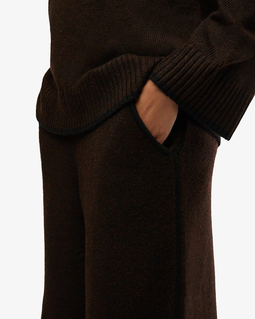Piped Wide Leg Pull On Pant