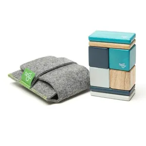 Blocs Magnétiques en Bois avec Pochette - Bleus