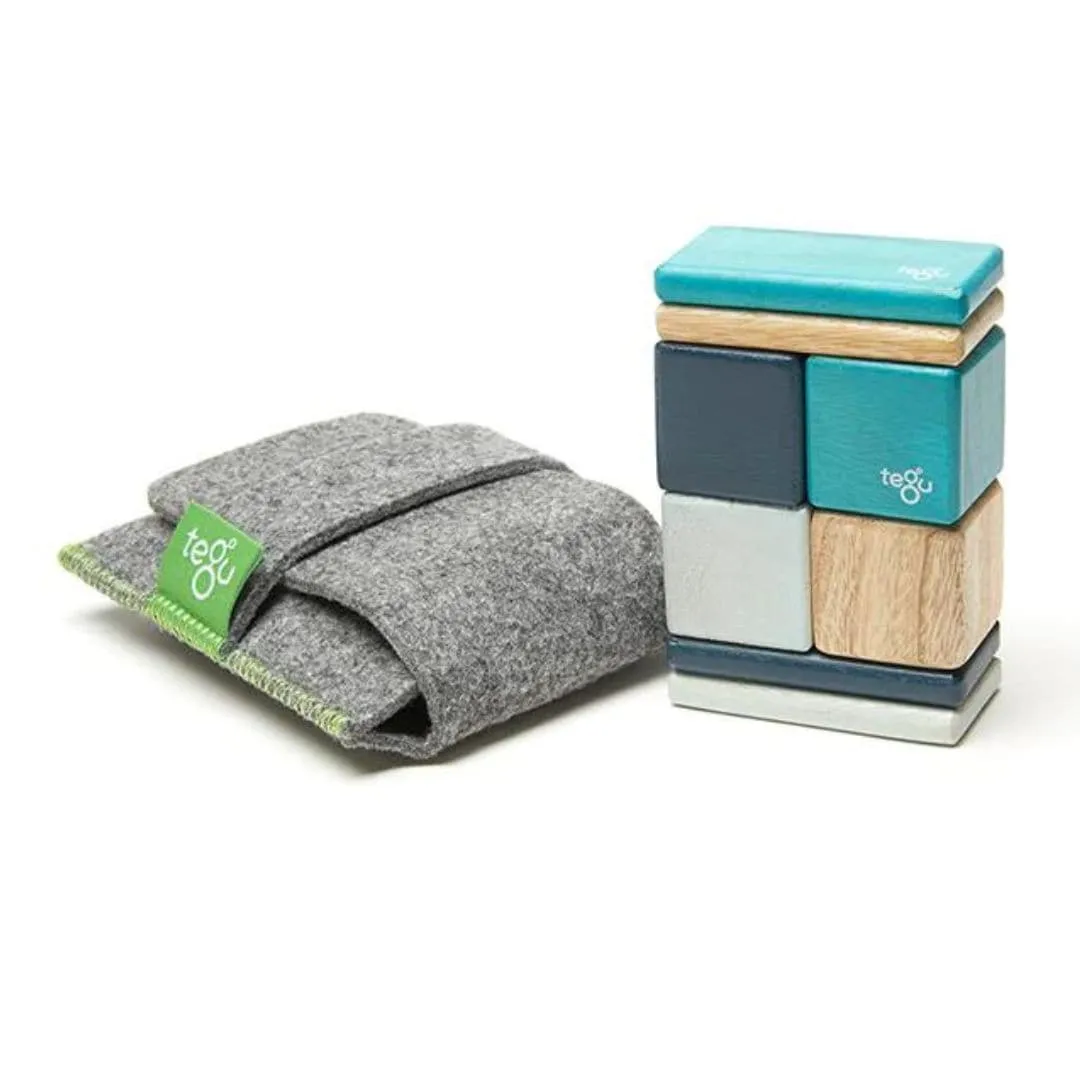 Blocs Magnétiques en Bois avec Pochette - Bleus