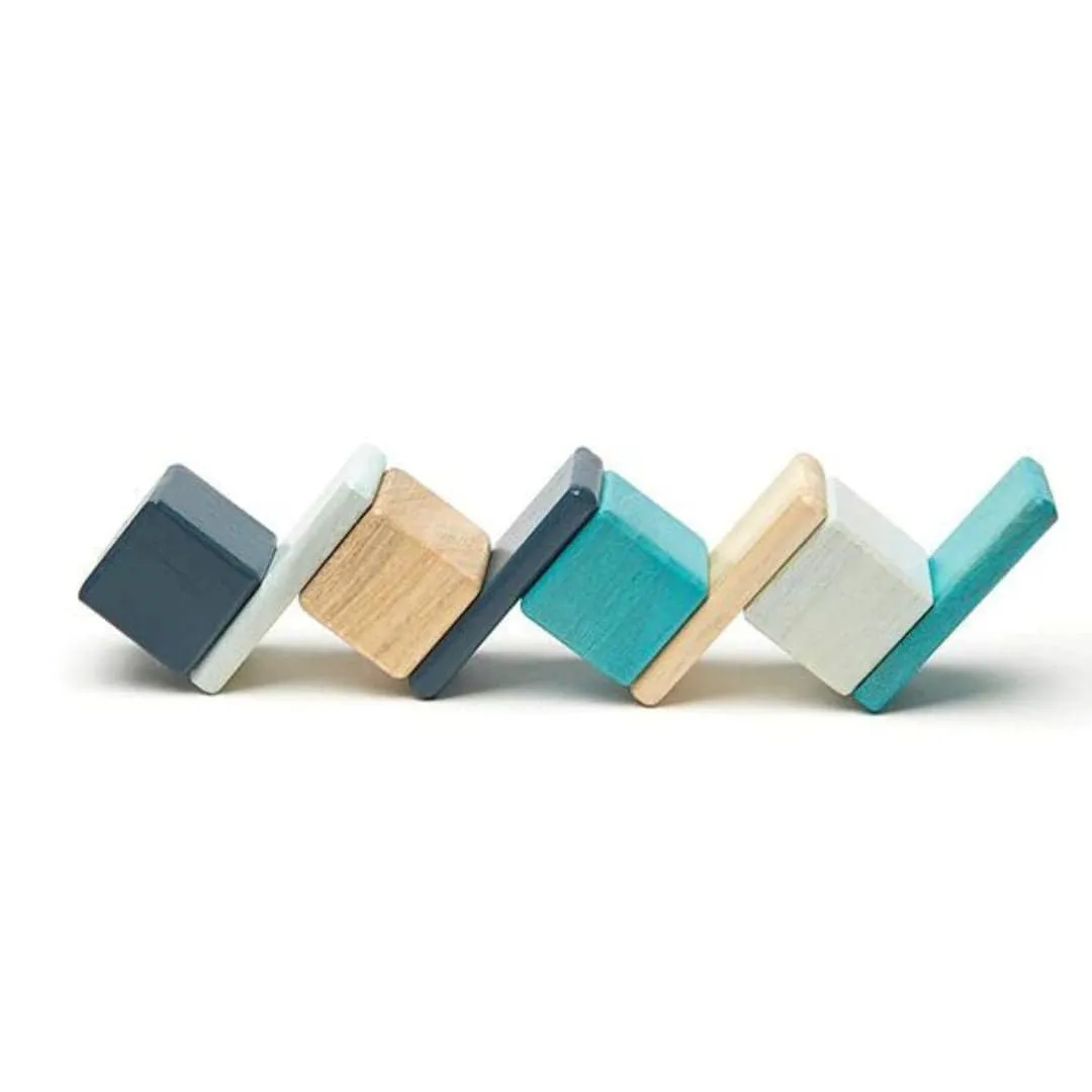Blocs Magnétiques en Bois avec Pochette - Bleus