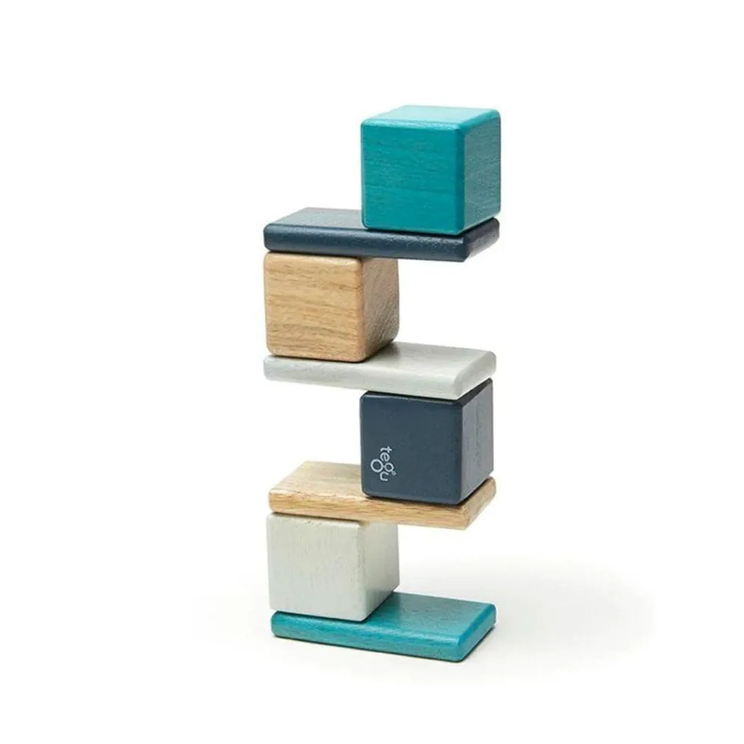 Blocs Magnétiques en Bois avec Pochette - Bleus