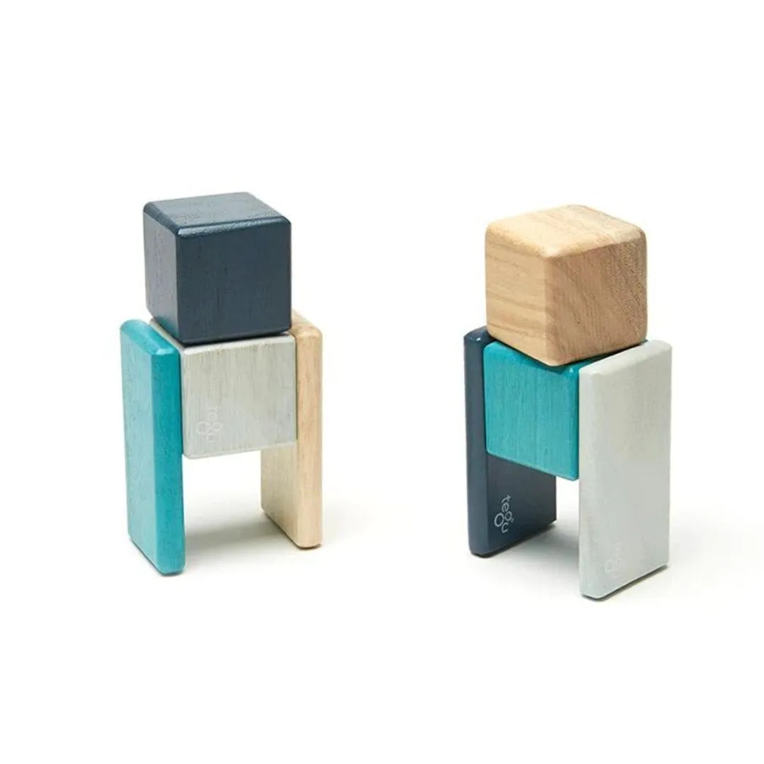Blocs Magnétiques en Bois avec Pochette - Bleus