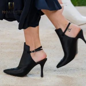 Prova Perfetto 2019 Escarpins à Talons Hauts Défilé Femme Bout Pointé Soirée Été Bottes Femme Sexy Noir Bride à Boucle Escarpins Slingback Fashion Nova