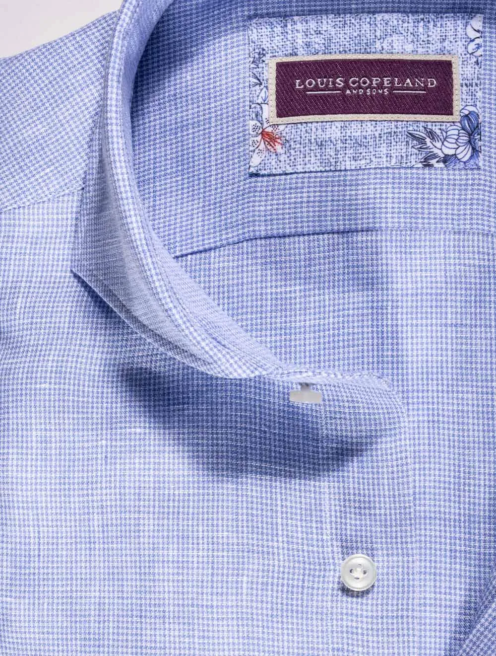 Chemise classique Purus à motif pied-de-poule bleue