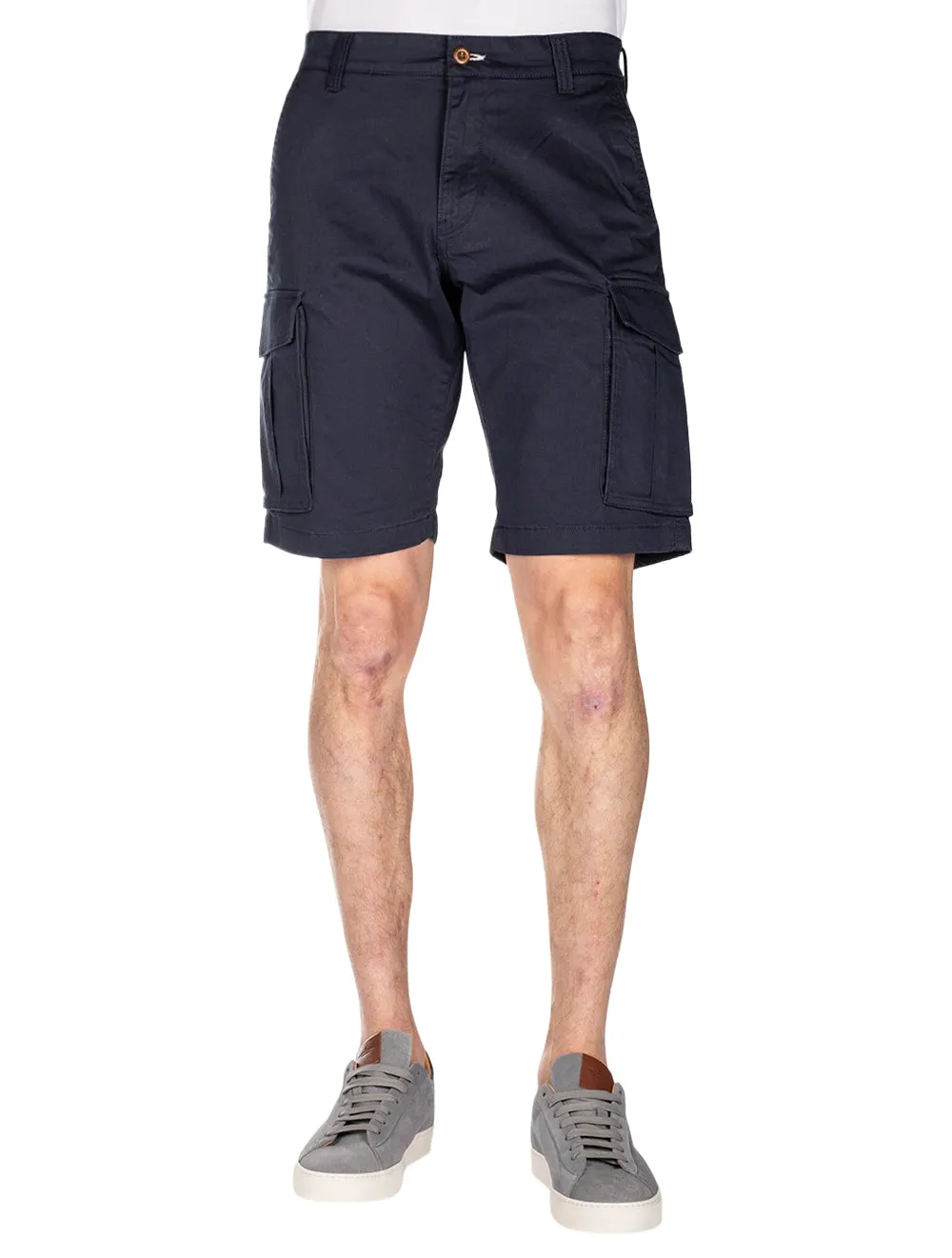 Short Cargo en Sergé Coupe Détendue Marine