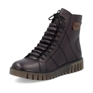 Rieker Chaussures Y3421-35 Rouge Foncé à Fermeture Éclair Latérale à la Cheville