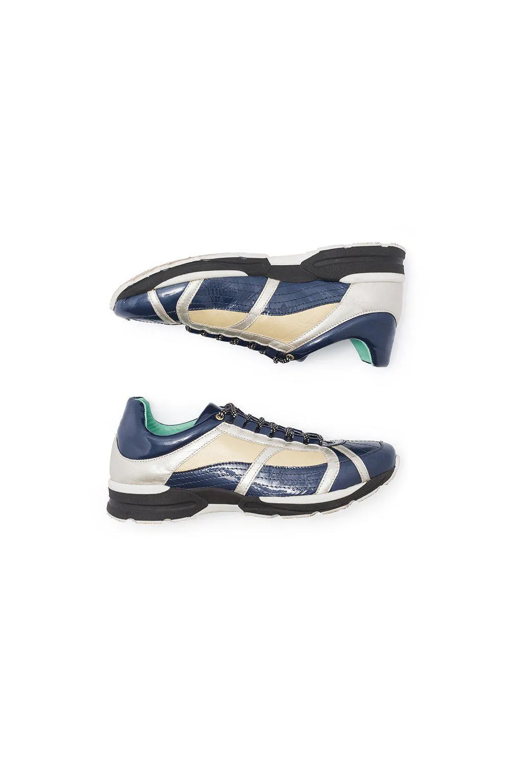 Chaussures de course en cuir bleu