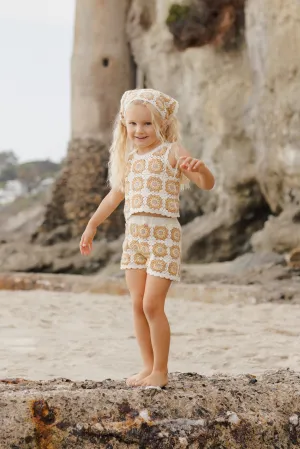 Rylee   Cru Ensemble de Tank en Crochet pour Bébé/Enfant | Pâquerette Jaune