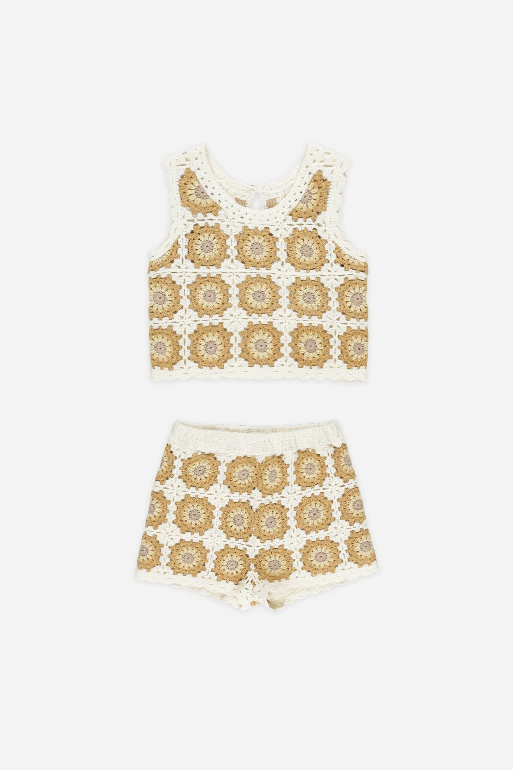 Rylee   Cru Ensemble de Tank en Crochet pour Bébé/Enfant | Pâquerette Jaune