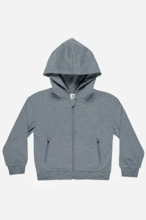 Rylee   Cru Veste à capuche technique pour bébés et enfants | Bleu indien chiné