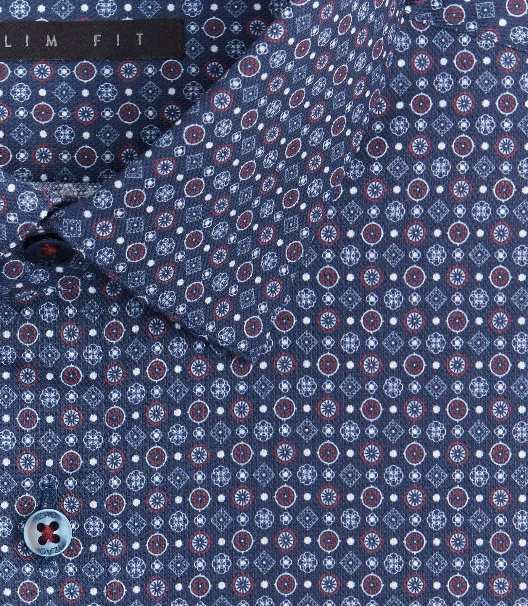 Chemise ajustée micro imprimée bordeaux 