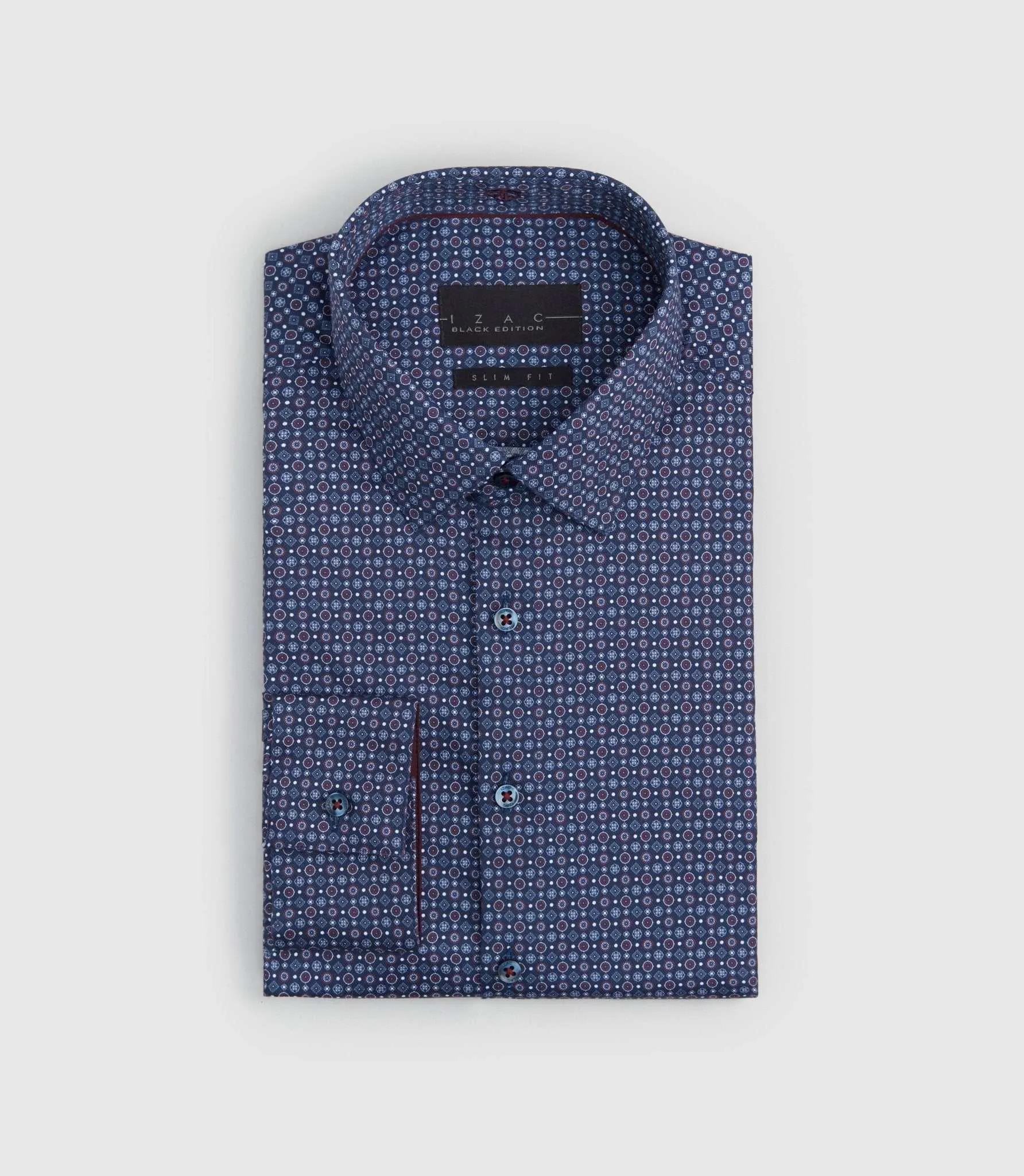 Chemise ajustée micro imprimée bordeaux 