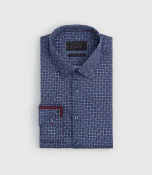 Chemise ajustée micro imprimée bordeaux 