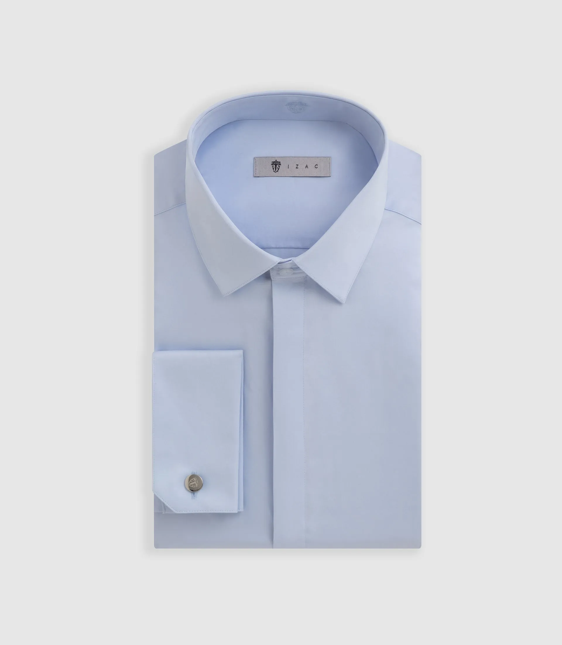 Chemise satinée mixte ajustée ciel 