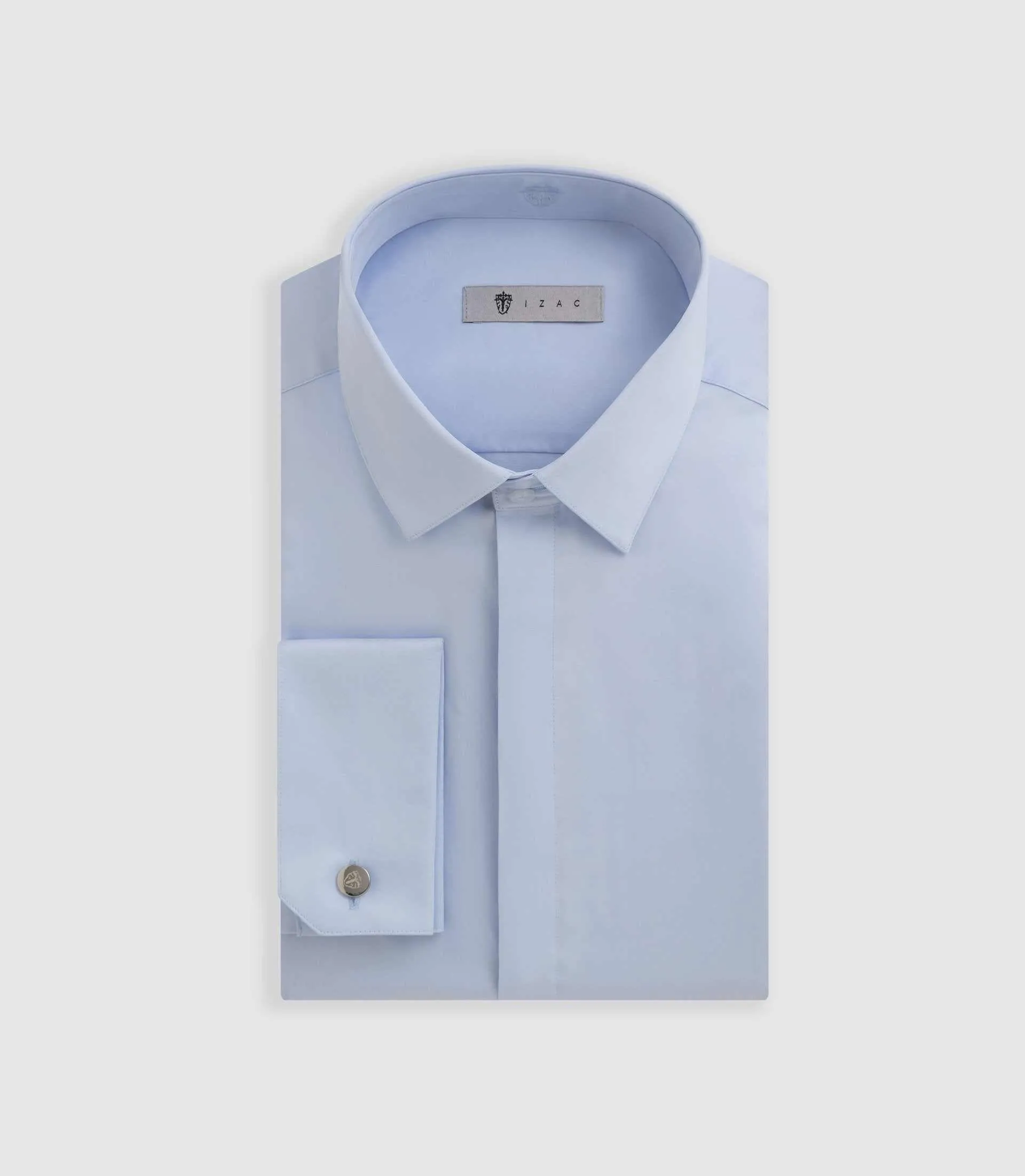 Chemise satinée mixte ajustée ciel 