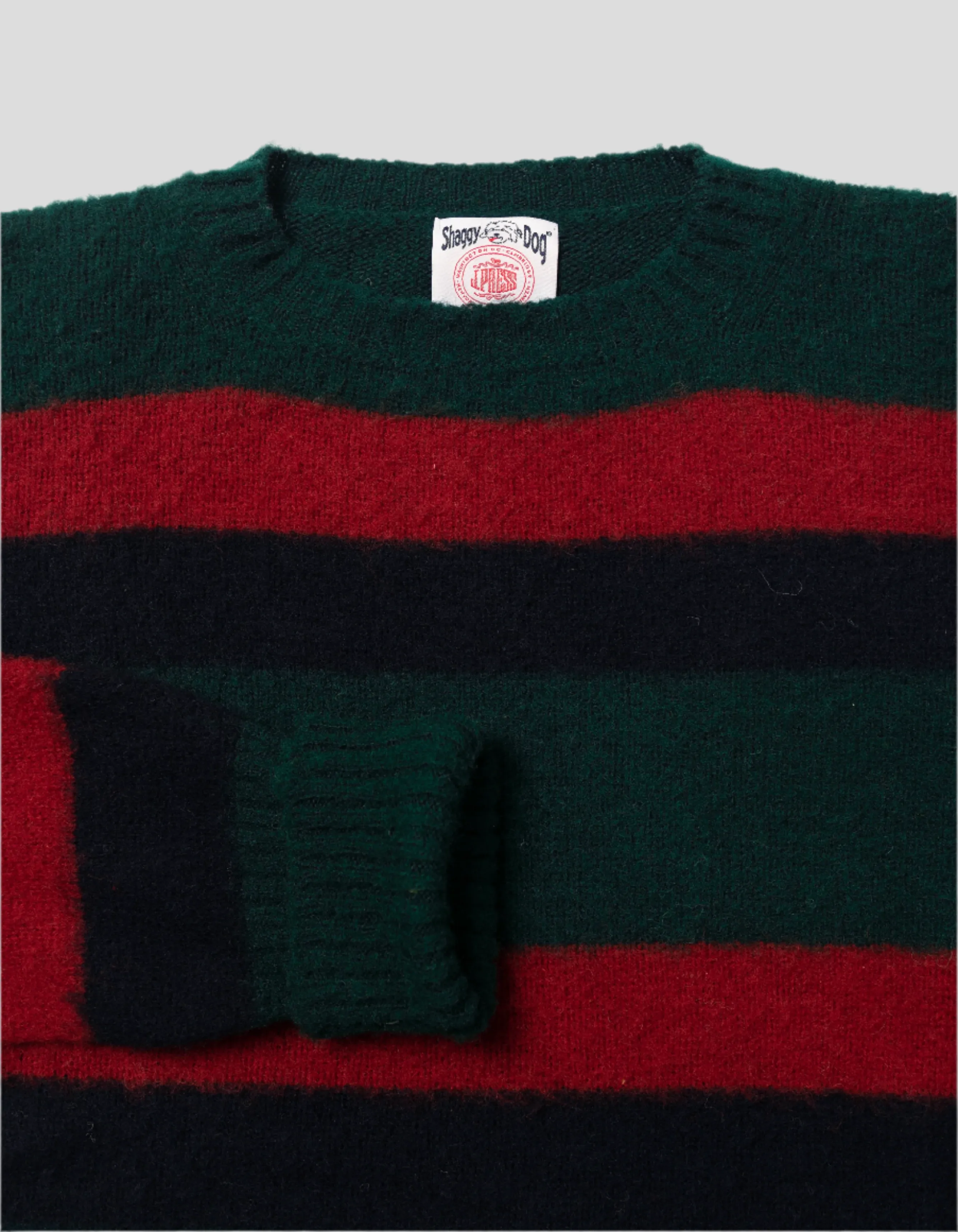 PULL À RAYURES SHAGGY DOG VERT/ROUGE/MARINE - COUPE CLASSIQUE