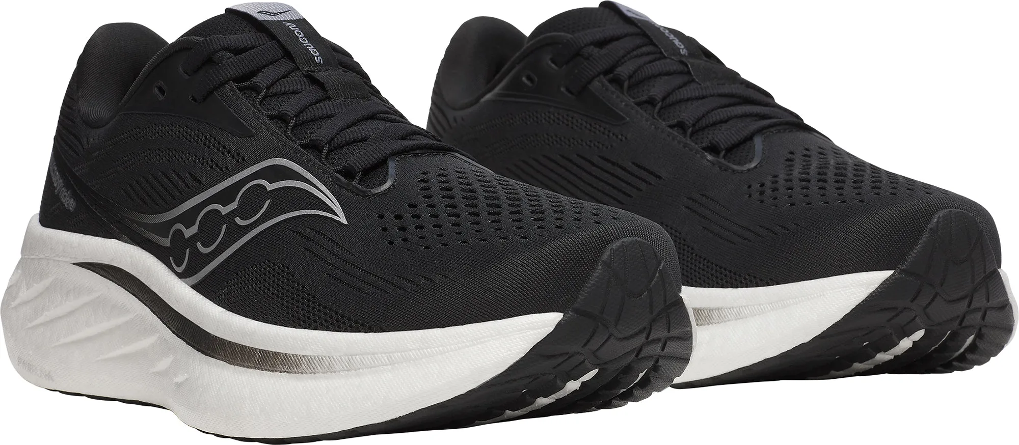 Chaussures de course Saucony Ride 18 WIDE FIT pour femmes - Noir