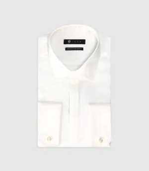 Chemise fine en satin de coton écru mixte