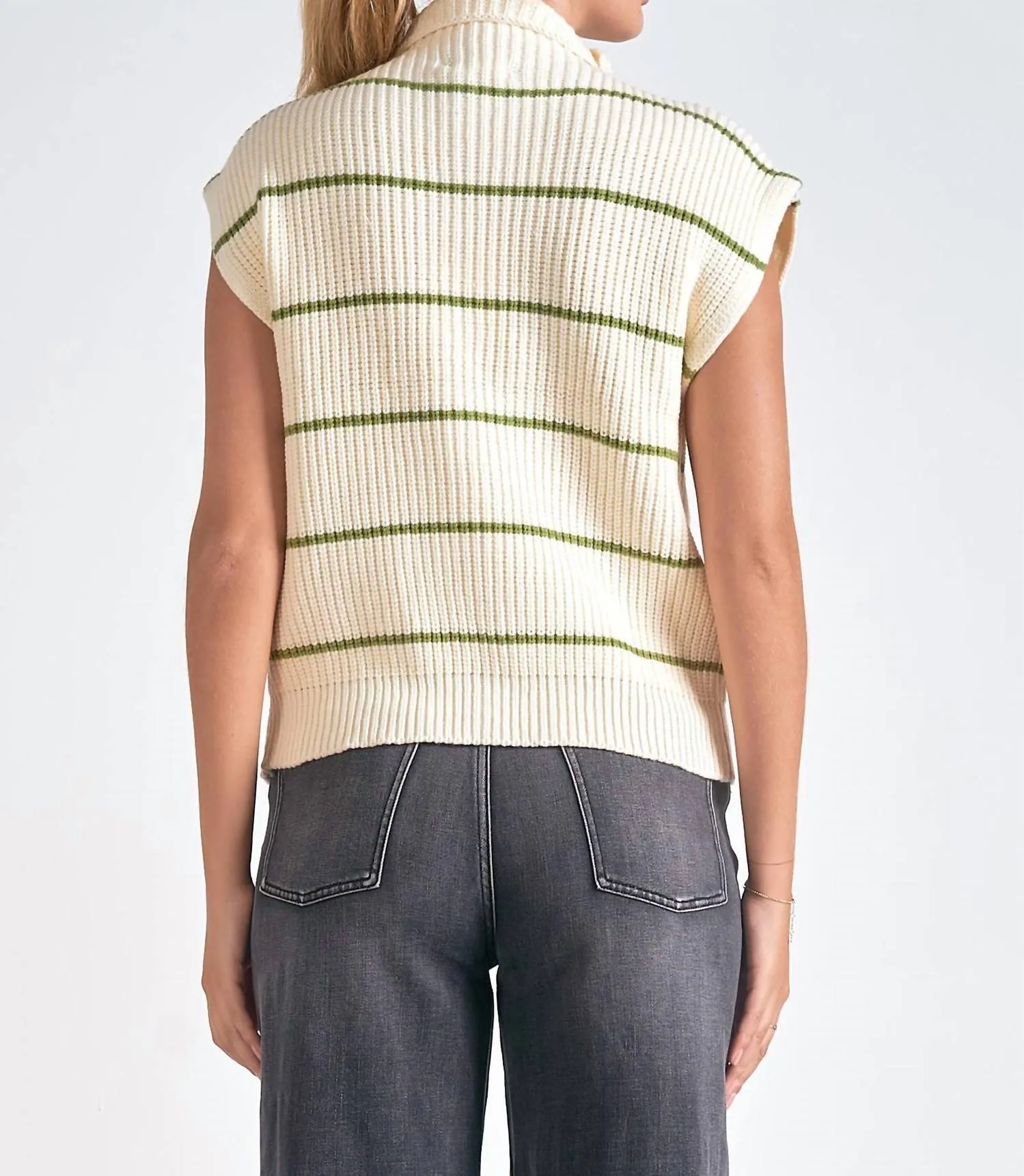 Gilet Sonoma à rayures beige et vert