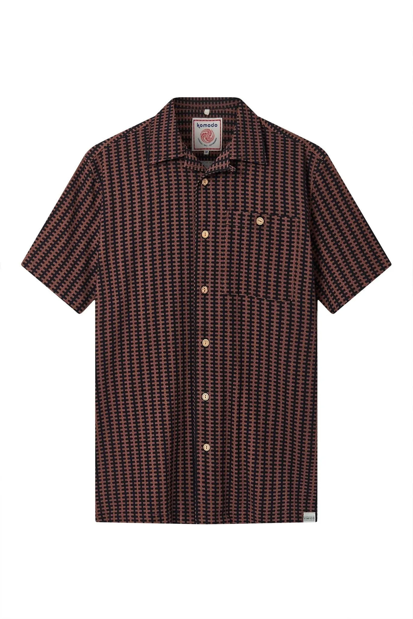 Chemise pour hommes en coton bio Spindrift | Rayure marron