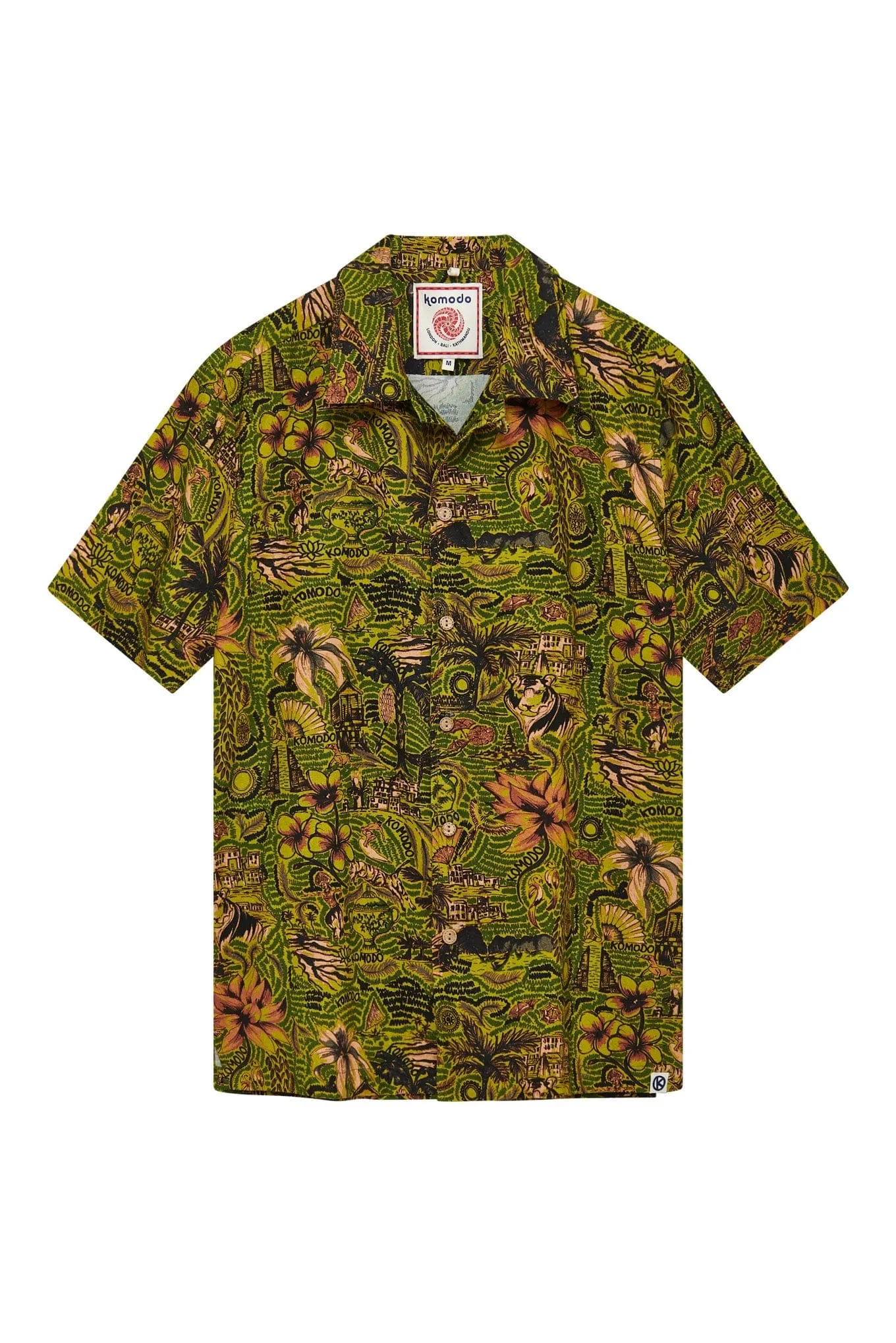 Chemise pour hommes en coton bio Spindrift | Imprimé tropical vert