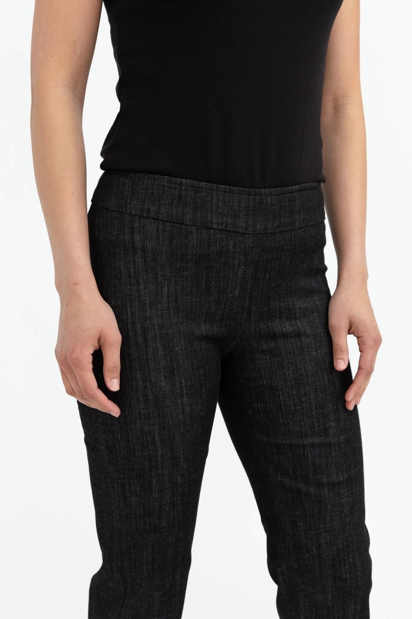 PANTALON DROIT EN DENIM DE COTON ÉLASTIQUE À ENFILER