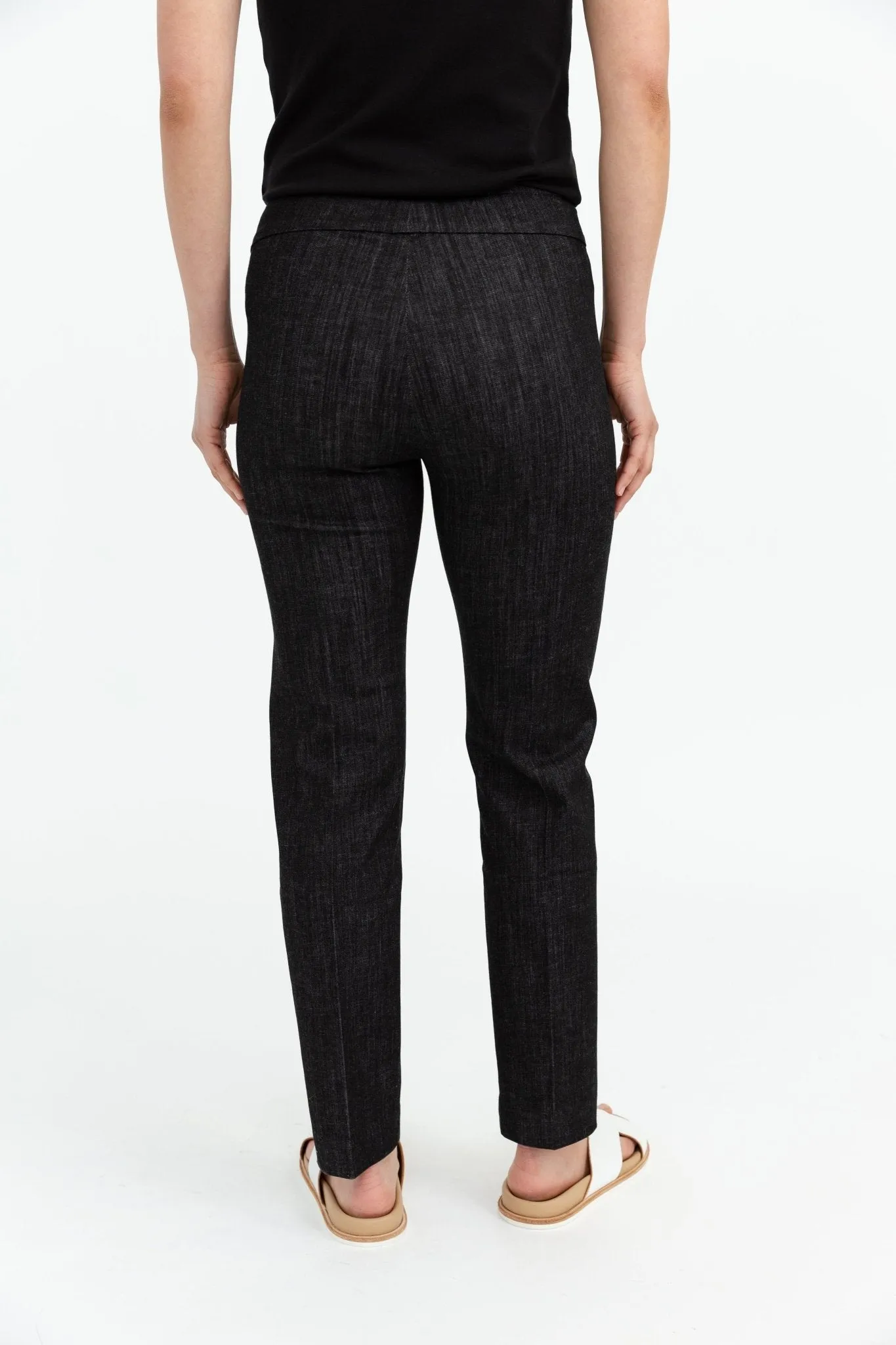 PANTALON DROIT EN DENIM DE COTON ÉLASTIQUE À ENFILER