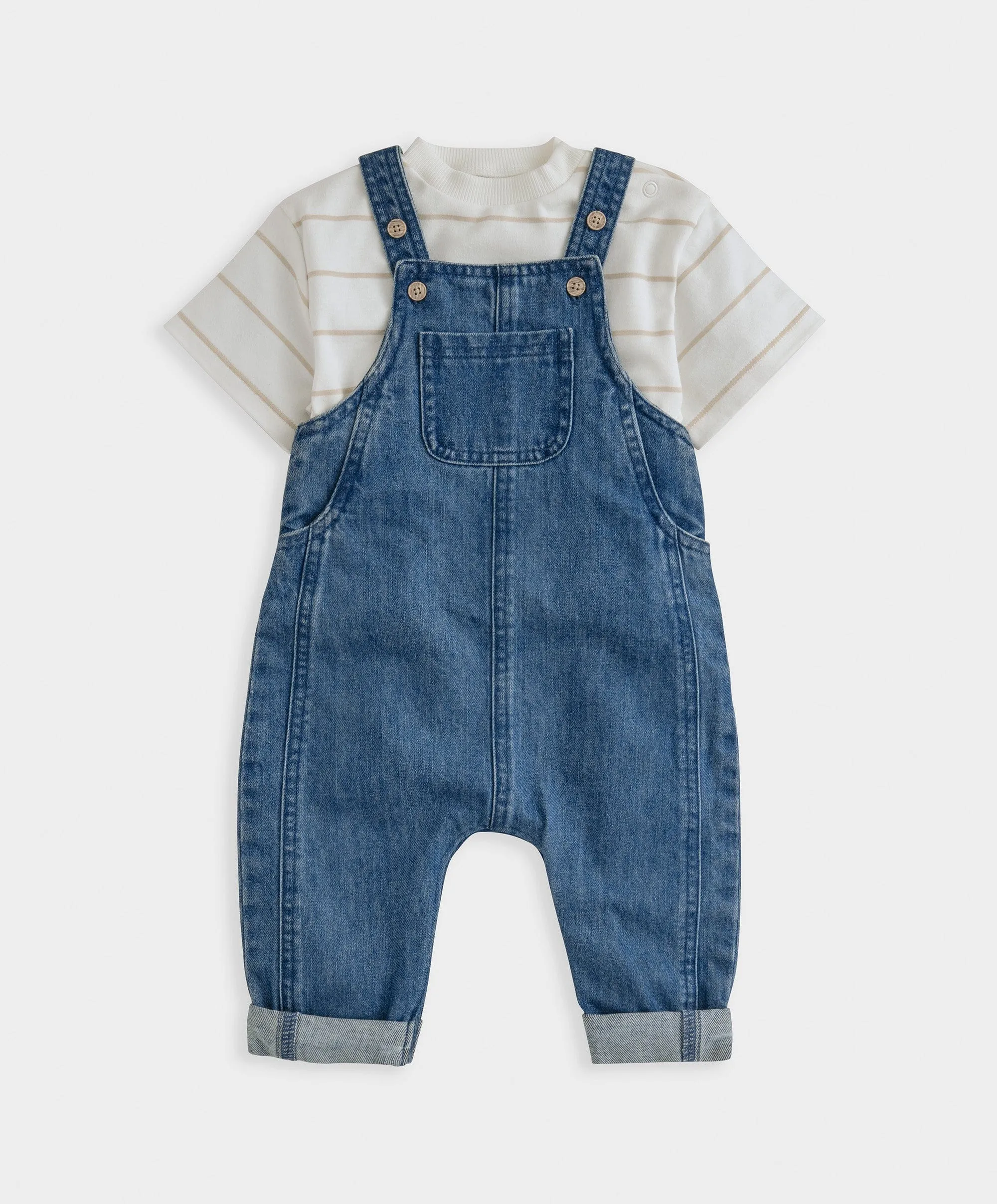Ensemble T-shirt rayé & Salopette en Jean Bébé Enfant Mamas & Papas