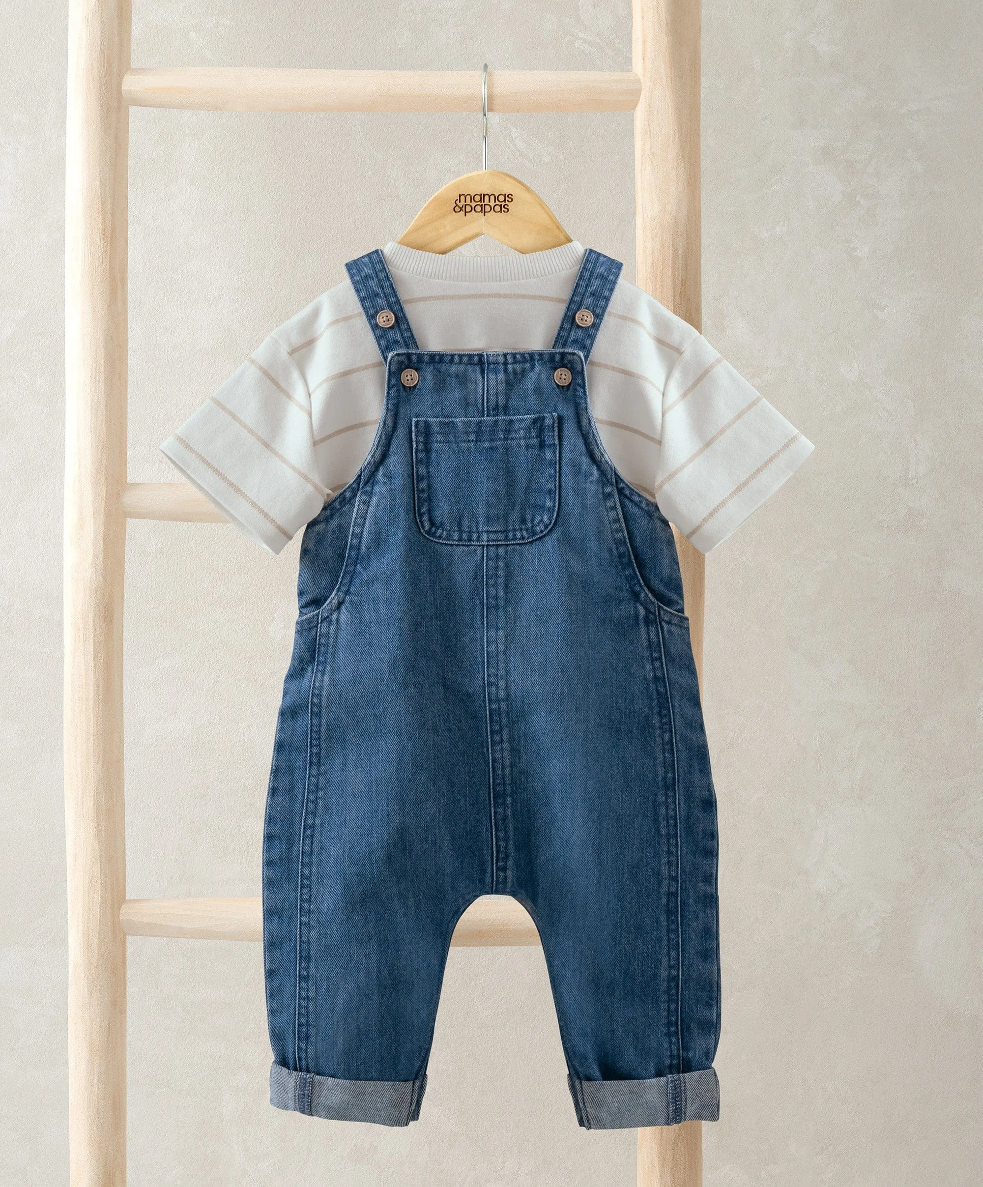 Ensemble T-shirt rayé & Salopette en Jean Bébé Enfant Mamas & Papas