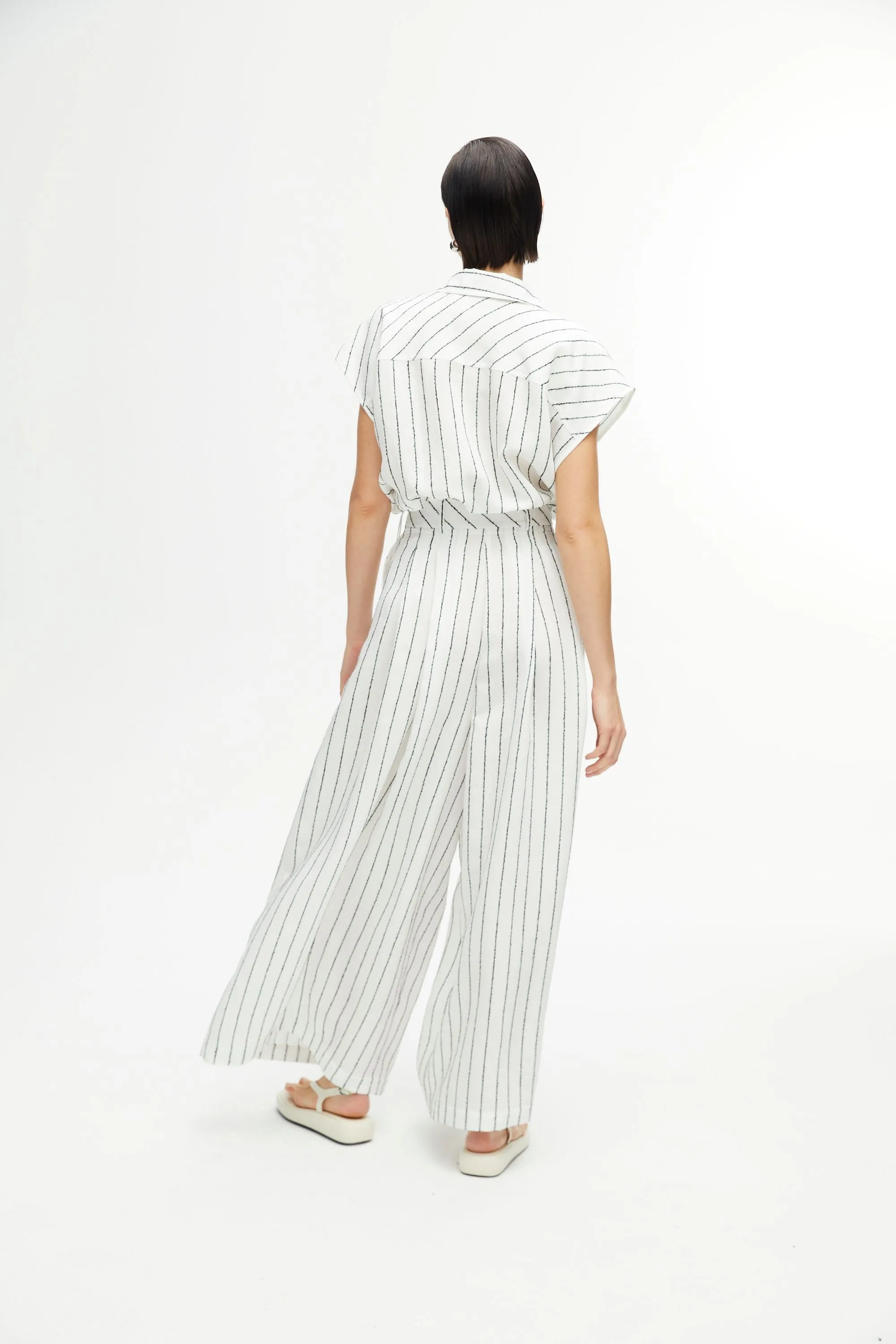 Pantalon large à rayures