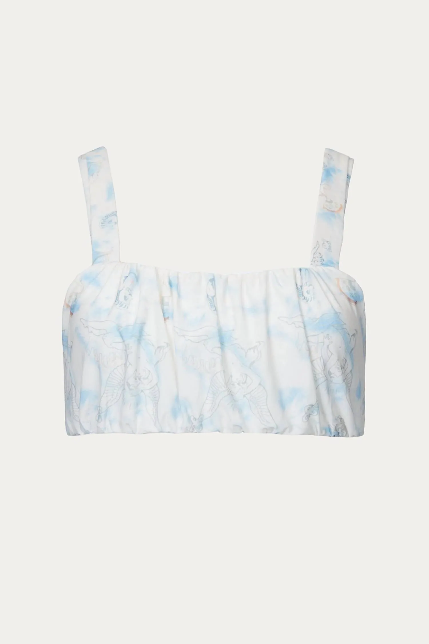 Soutien-gorge Stuck On Cupid à empiècements froncés et en maille extensible en crème/bleu