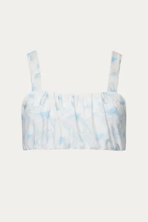 Soutien-gorge Stuck On Cupid à empiècements froncés et en maille extensible en crème/bleu