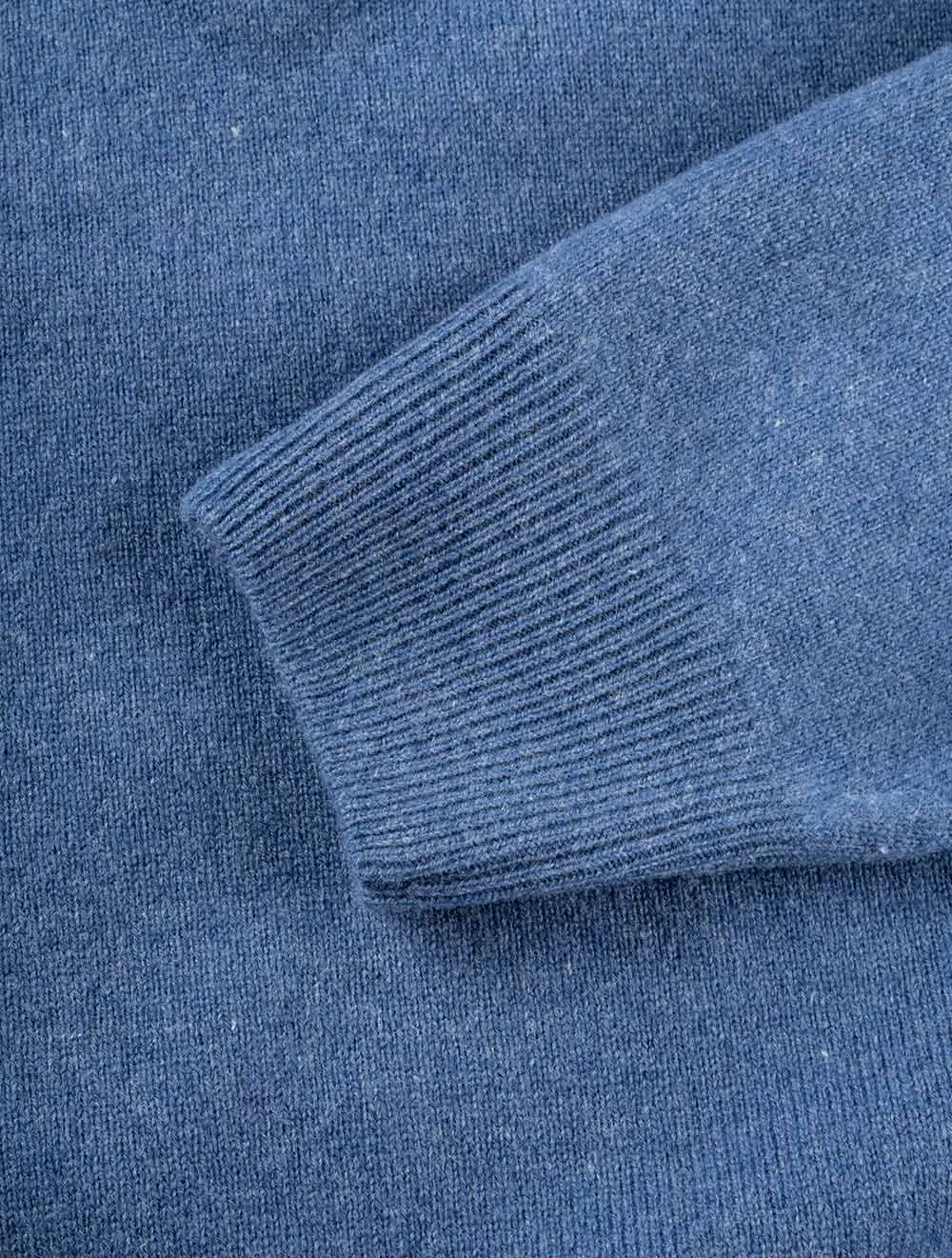 Pull en laine superfine demi-zip mélange bleu pierre