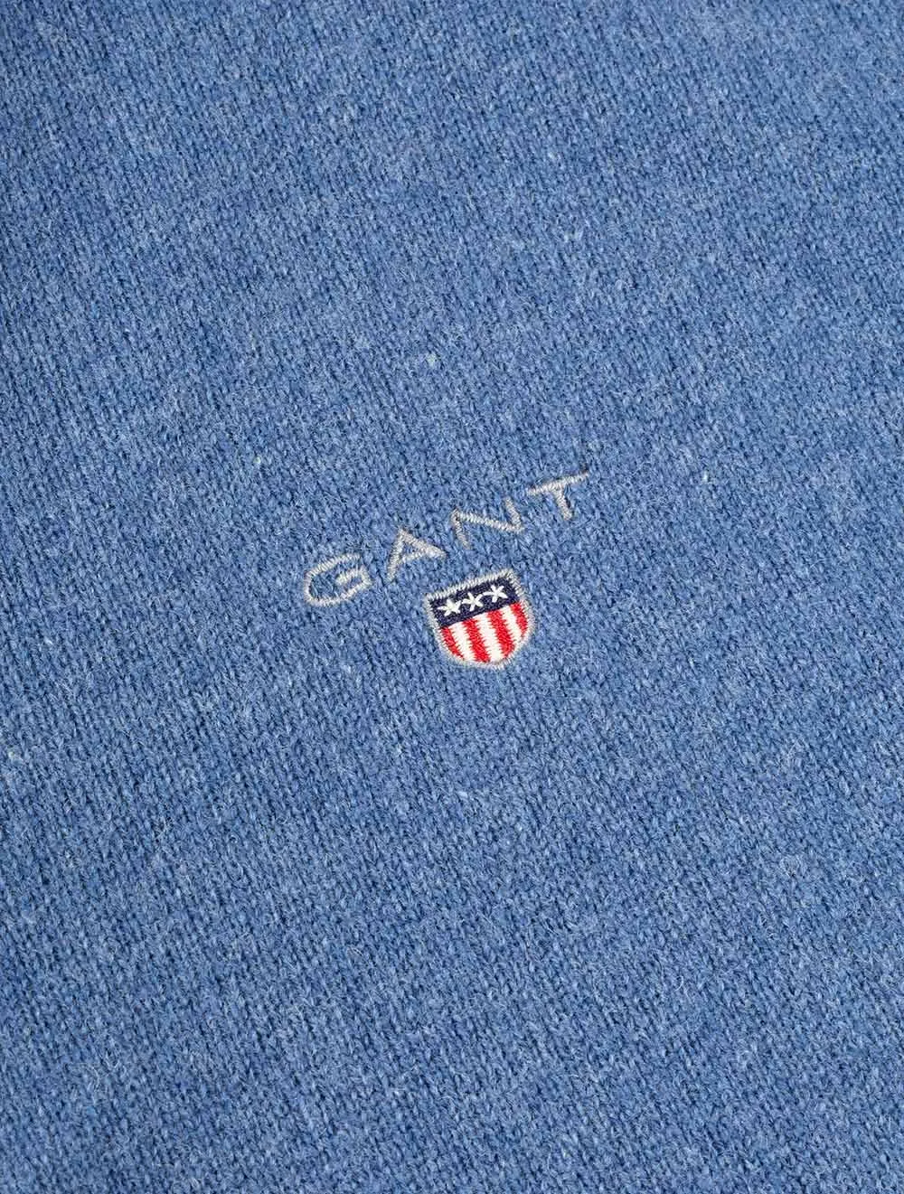 Pull en laine superfine demi-zip mélange bleu pierre