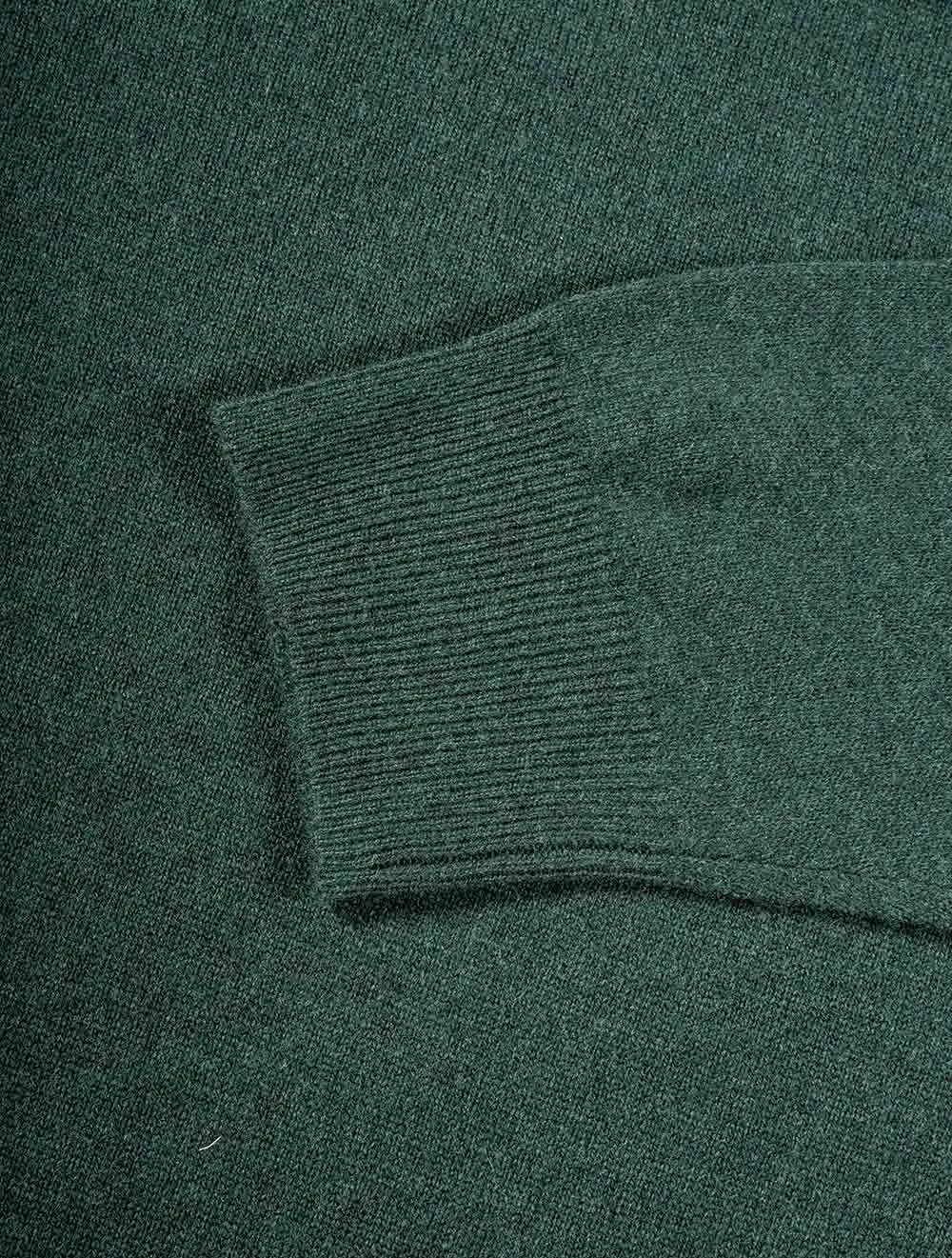 Pull Super Fin en Laine d'Agneau à Demi-Zip Vert Tartan
