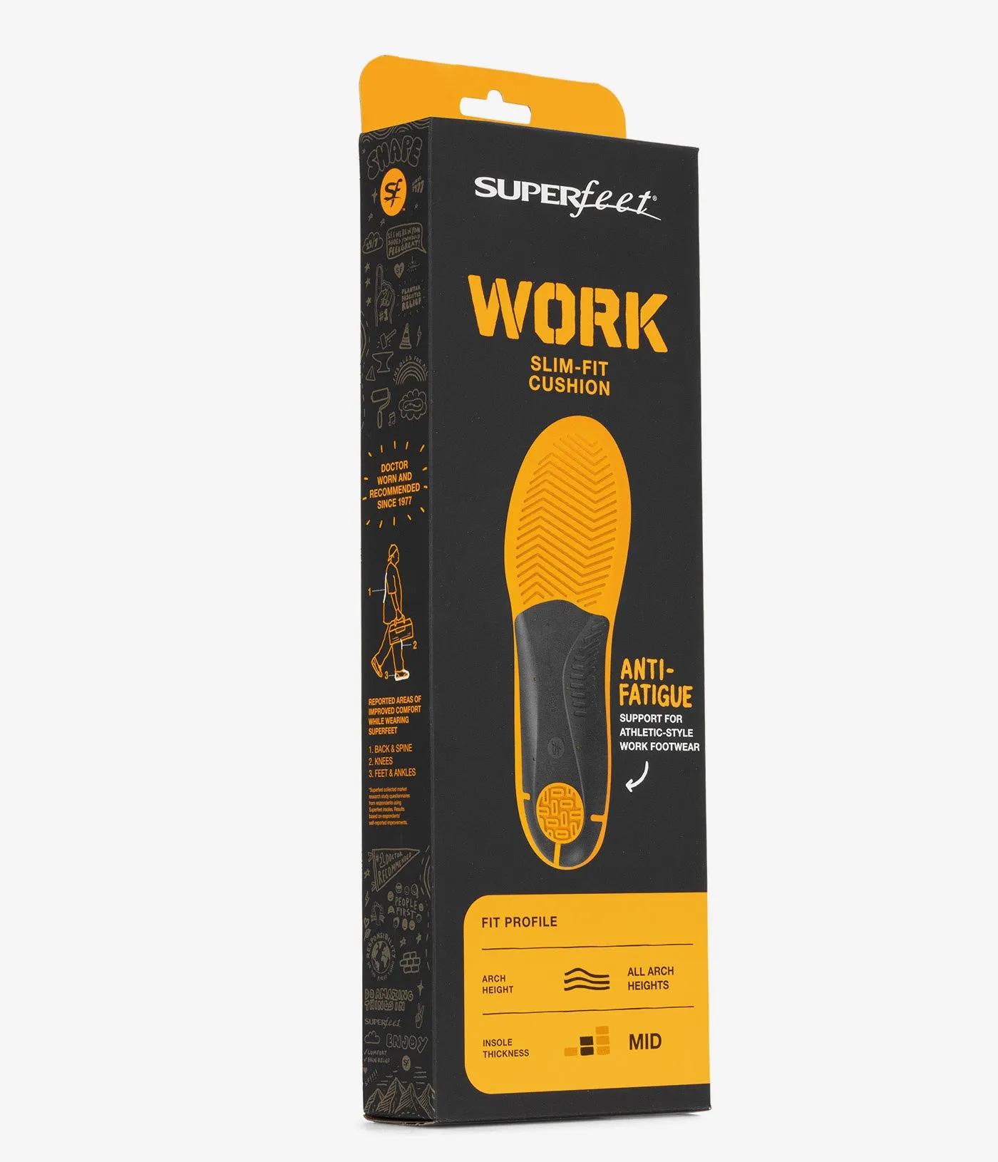 Semelles intérieures Superfeet Work Slim-Fit (Jaune Bleu)